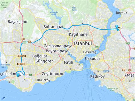 istanbul 3 havalimanı beykoz arası kaç km